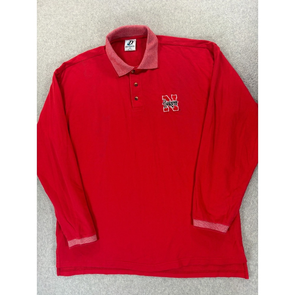 Nebraska Cornhuskers Vintage Stitched Logo Campus Polo Shirt (Men's 2XL) Red